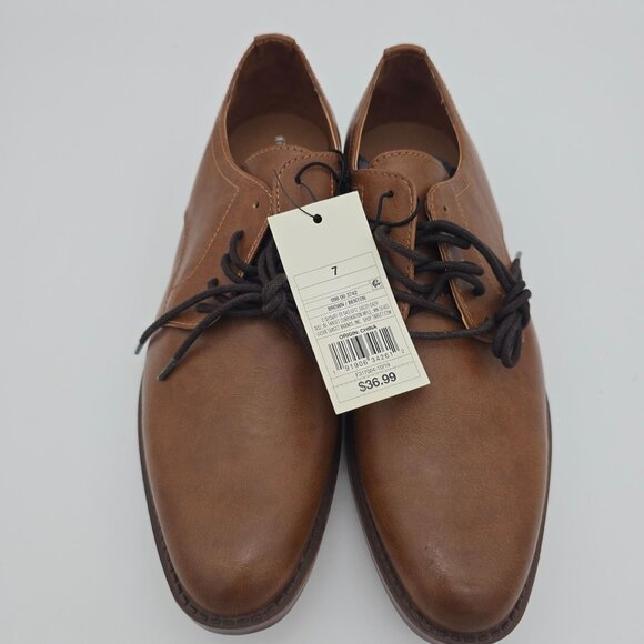 Goodfellow + Co Mens Benton Oxfords 7 Brown Faux Leather Lace-Up Dress Shoes - Picture 6 of 9